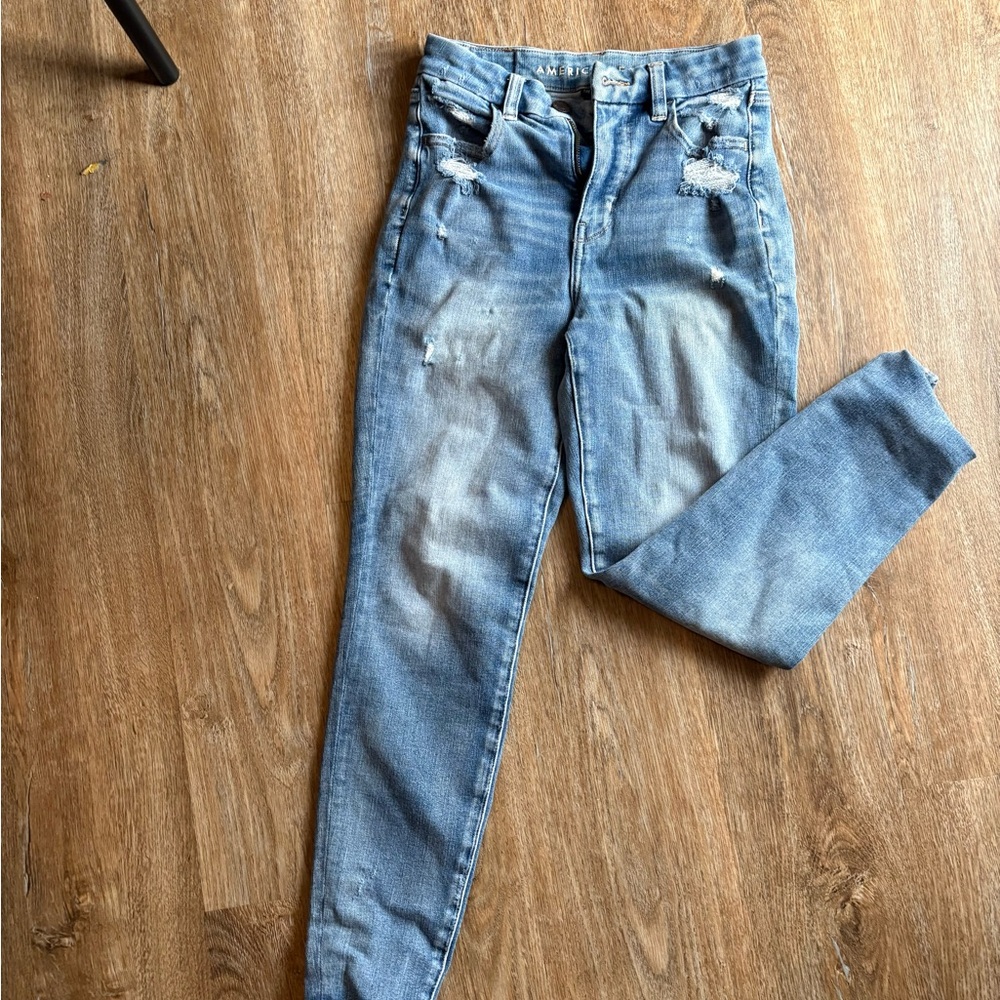 Distressed Blue Jean Jeggings